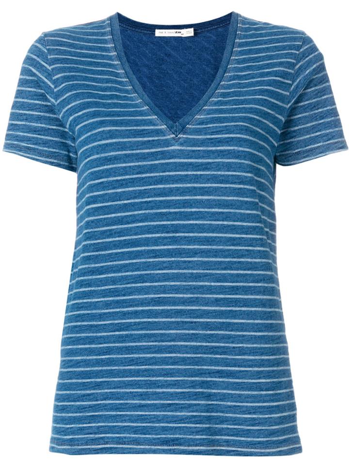 Rag & Bone Striped V-neck T-shirt - Blue