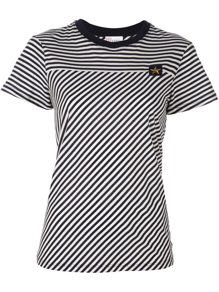 Red Valentino Striped T-shirt, Women's, Size: Xs, Blue, Cotton