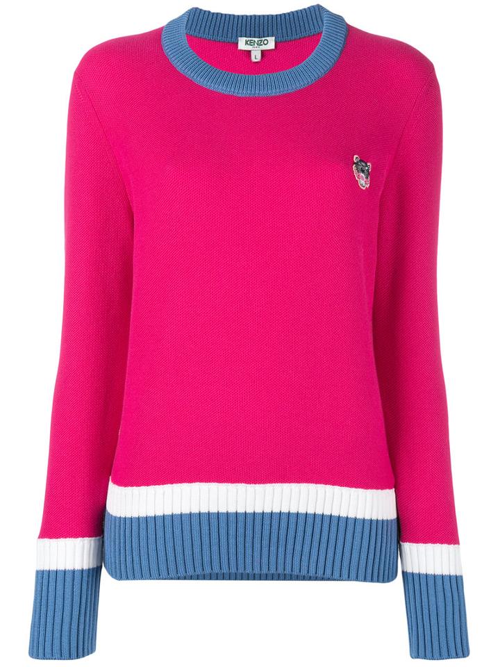 Kenzo Contrast Knitted Sweater, Women's, Size: Large, Pink/purple, Cotton/viscose/polyester