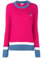 Kenzo Contrast Knitted Sweater, Women's, Size: Large, Pink/purple, Cotton/viscose/polyester