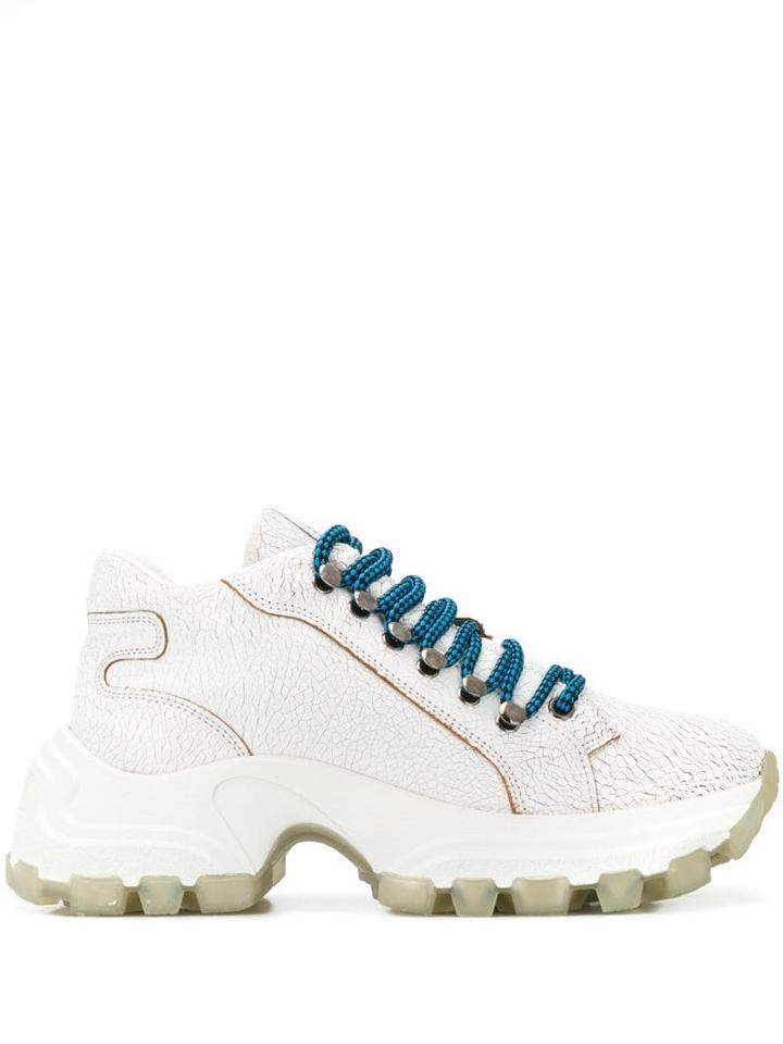 Miu Miu Cracked Effect Sneakers - White