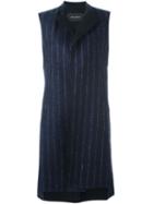 Cédric Charlier Pinstripe Sleeveless Coat, Women's, Size: 44, Blue, Polyester/acetate/rayon/other Fibers