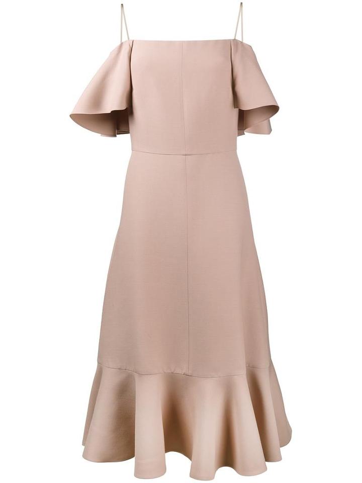 Valentino Off-shoulder Dress, Women's, Size: 46, Nude/neutrals, Virgin Wool/silk