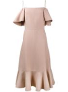 Valentino Off-shoulder Dress, Women's, Size: 46, Nude/neutrals, Virgin Wool/silk