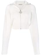 Alessandra Rich Cropped High Neck Cardigan - White