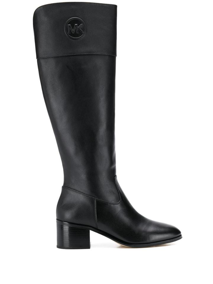 Michael Michael Kors Knee Length Logo Plaque Boots - Black