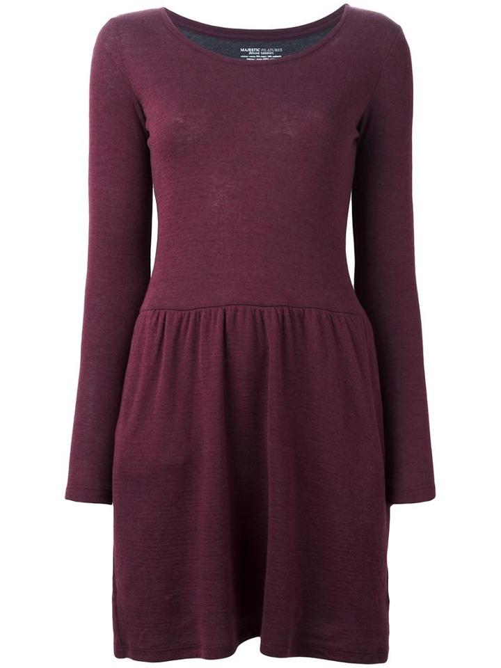 Majestic Filatures Round Neck Flared Dress, Women's, Size: 4, Pink/purple, Cotton/cashmere