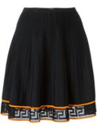 Versace Contrasted Hem Skirt, Women's, Size: 42, Black, Viscose/polyester
