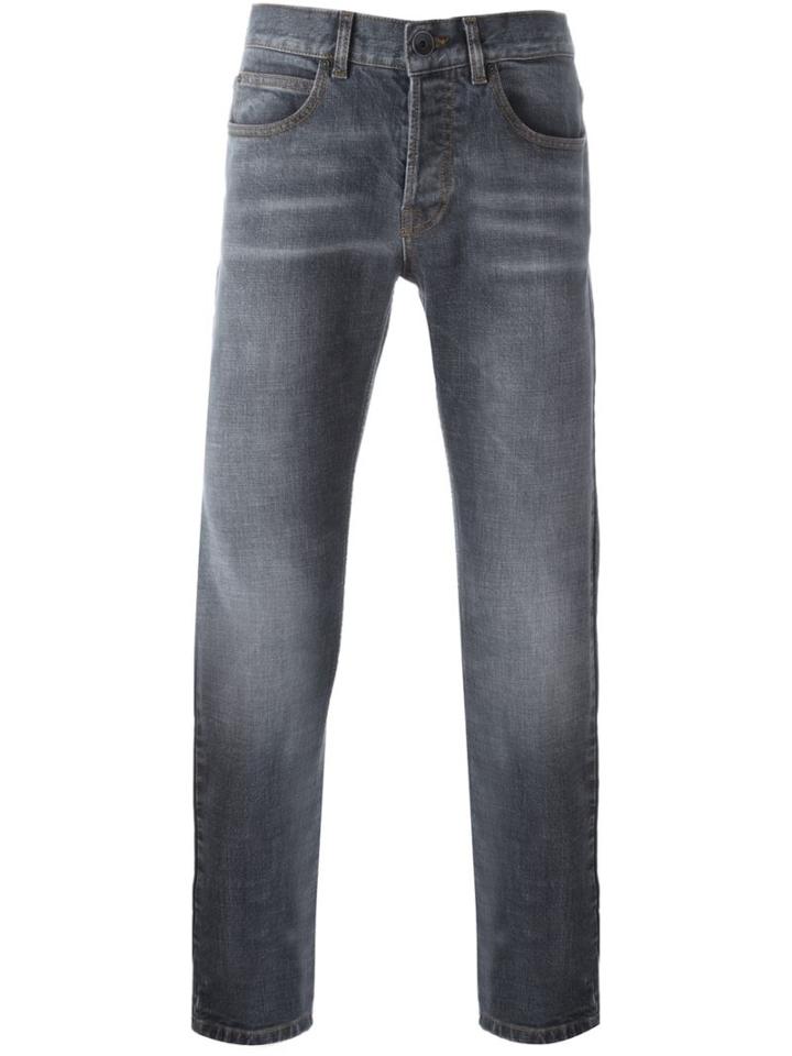 Eleventy Stonewashed Slim Fit Jeans, Men's, Size: 34, Grey, Cotton/spandex/elastane