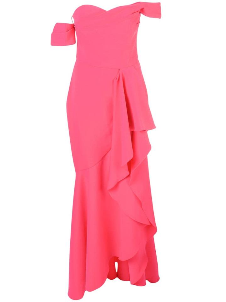 Marchesa Notte Pleated Bodice Gown - Pink