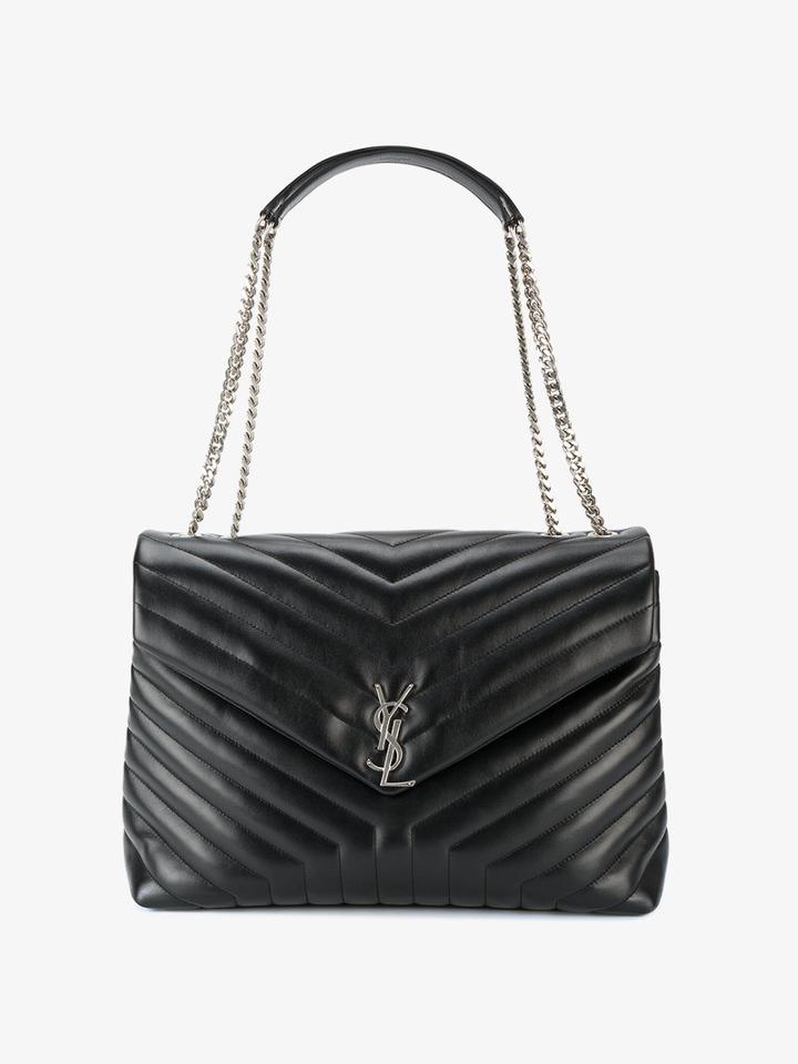 Saint Laurent Large Monogramme College Bag, Women's, Black, Leather/metal