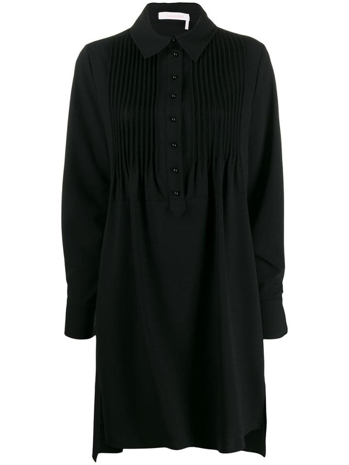 See By Chloé Long Sleeve Shirt Dress - Black