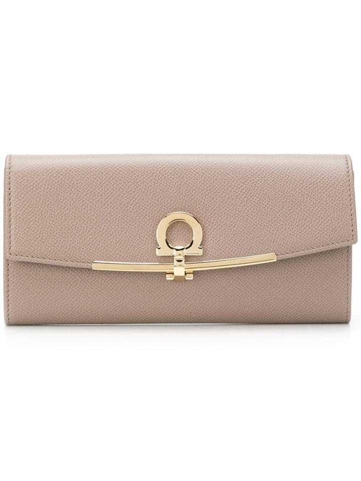 Salvatore Ferragamo Gancini Continental Wallet - Nude & Neutrals