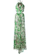 Roberto Cavalli Feather Print Evening Dress, Women's, Size: 40, Green, Silk/polyamide/spandex/elastane