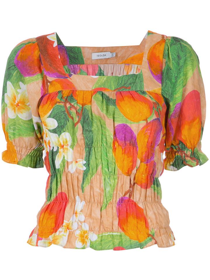 Isolda - Printed Top - Women - Cotton - 44, Orange, Cotton
