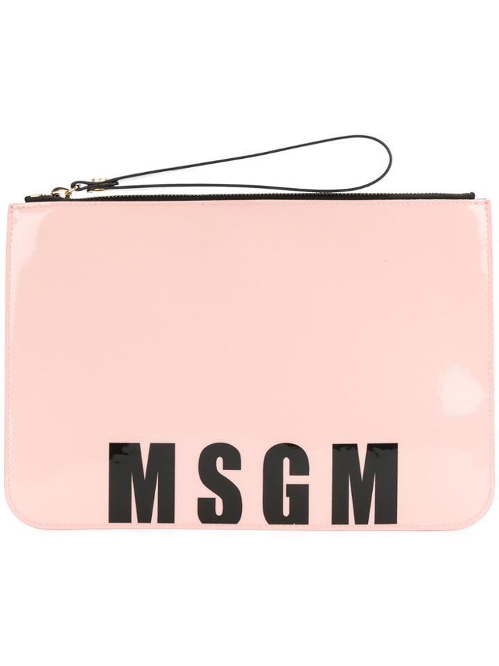 Msgm Logo Clutch - Pink & Purple