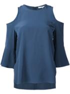 Tibi Cold Shoulder Top, Women's, Size: 2, Blue, Silk