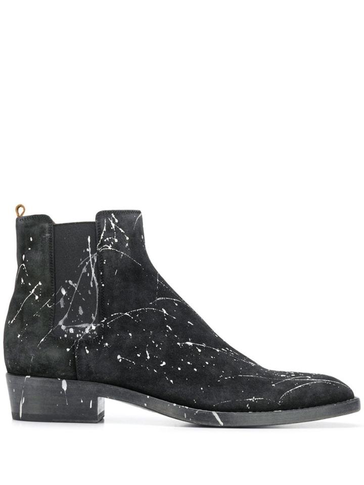 Buttero Paint Splatter Ankle Boots - Black
