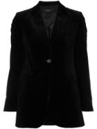 Theory Single Button Blazer, Women's, Size: 4, Black, Rayon/velvet