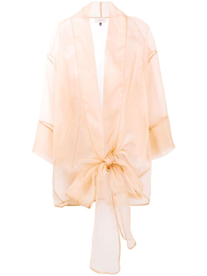 Murmur Sheer Oversized Bow Shirt - Neutrals