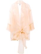 Murmur Sheer Oversized Bow Shirt - Neutrals