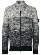 Stone Island Zipped Knitted Cardigan - Black