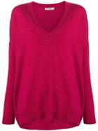 Twin-set Loose Fit V-neck Sweater - Pink & Purple