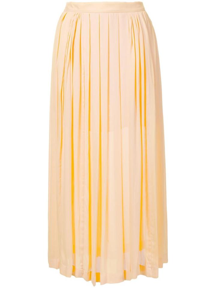 Kitx Pleated Panelled Dkirt, Women's, Size: 6, Yellow/orange, Silk/viscose