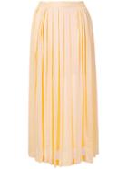 Kitx Pleated Panelled Dkirt, Women's, Size: 6, Yellow/orange, Silk/viscose