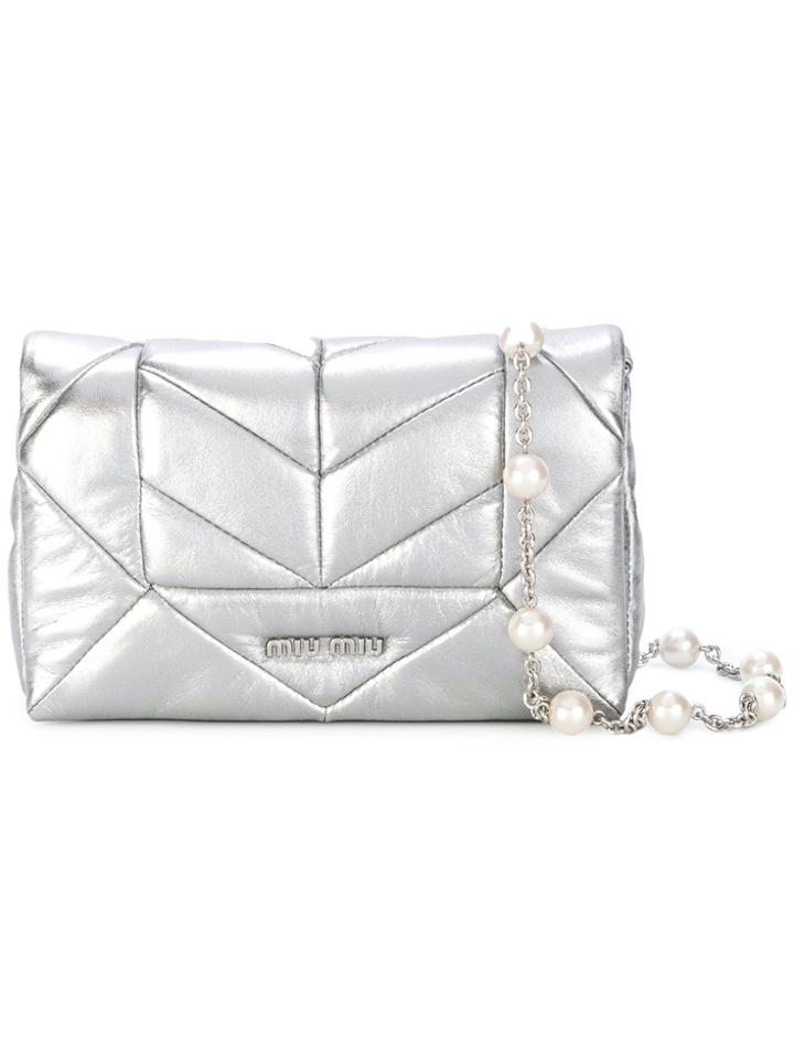 Miu Miu Geometric Panelled Shoulder Bag - Metallic
