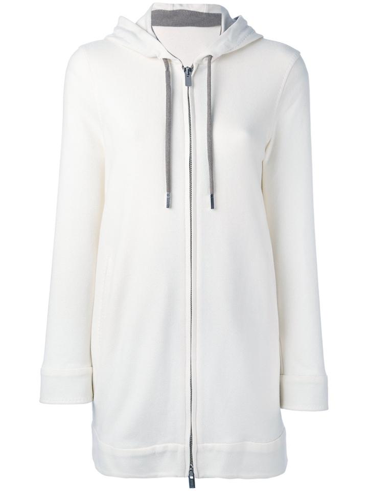 Eleventy Drawstring Zipped Hoodie - White
