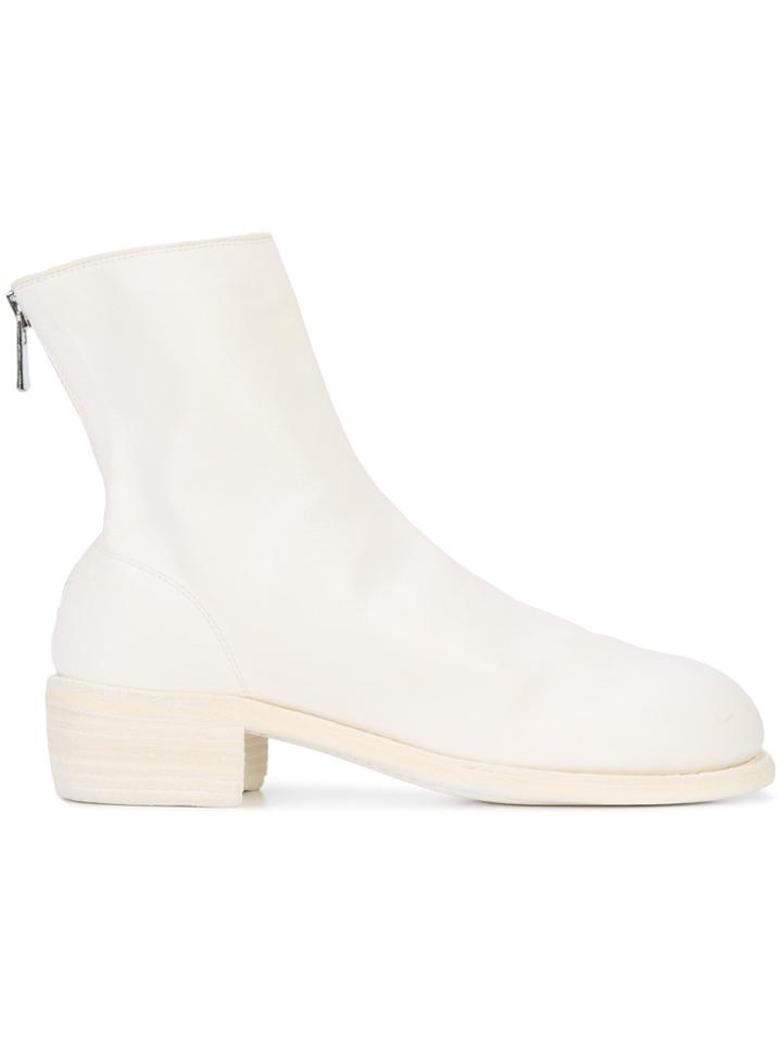 Guidi Zipped Ankle Boots - White