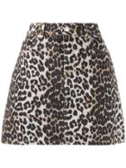 Ganni Leopard Print Mini Skirt - Neutrals