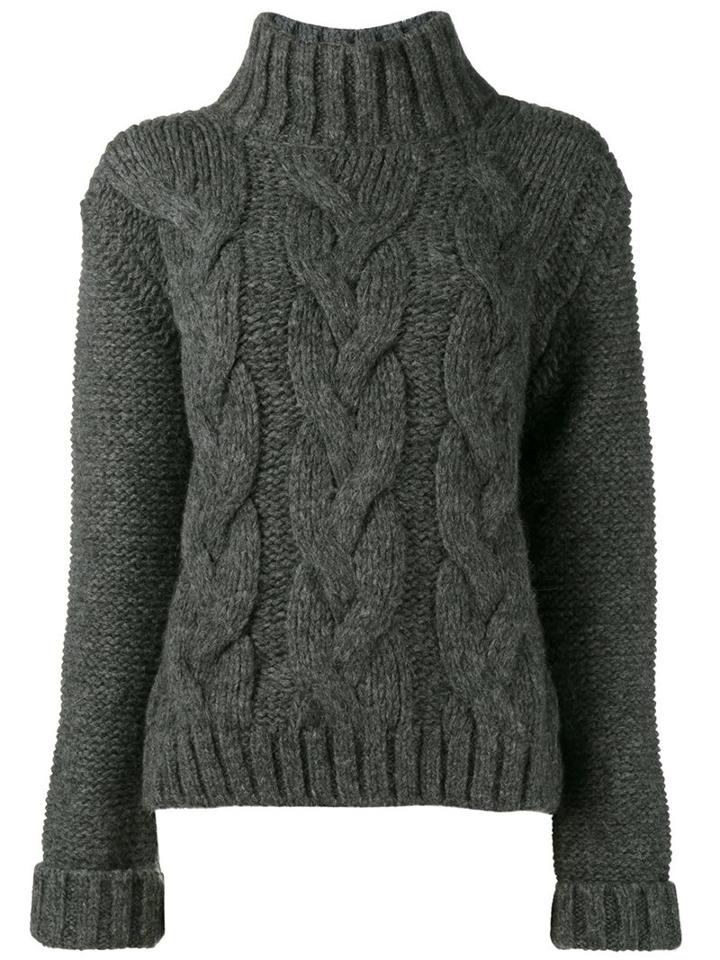 Ganni Cable Knit Jumper, Women's, Size: Medium, Grey, Polyamide/alpaca/merino