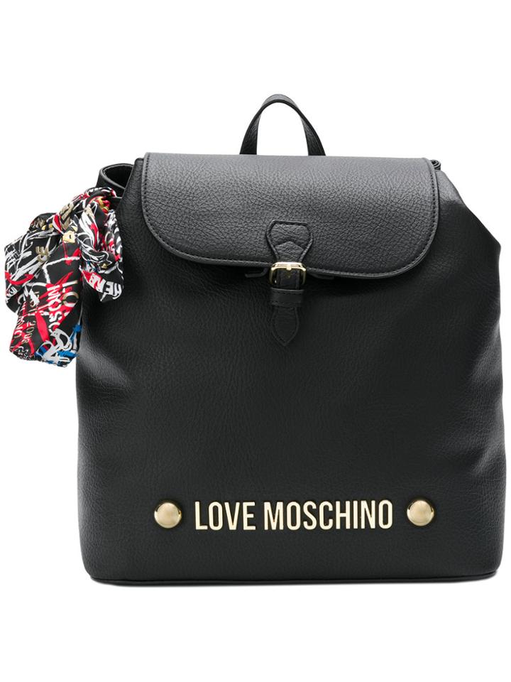 Love Moschino Branded Scarf Backpack - Black