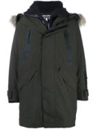 Dsquared2 Ski Fur Trim Parka, Men's, Size: 50, Green, Polyamide/polyester/raccoon Dog