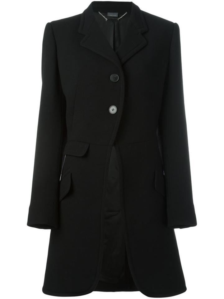 Alexander Mcqueen Single Breasted Coat, Women's, Size: 42, Black, Polyamide/cupro/virgin Wool