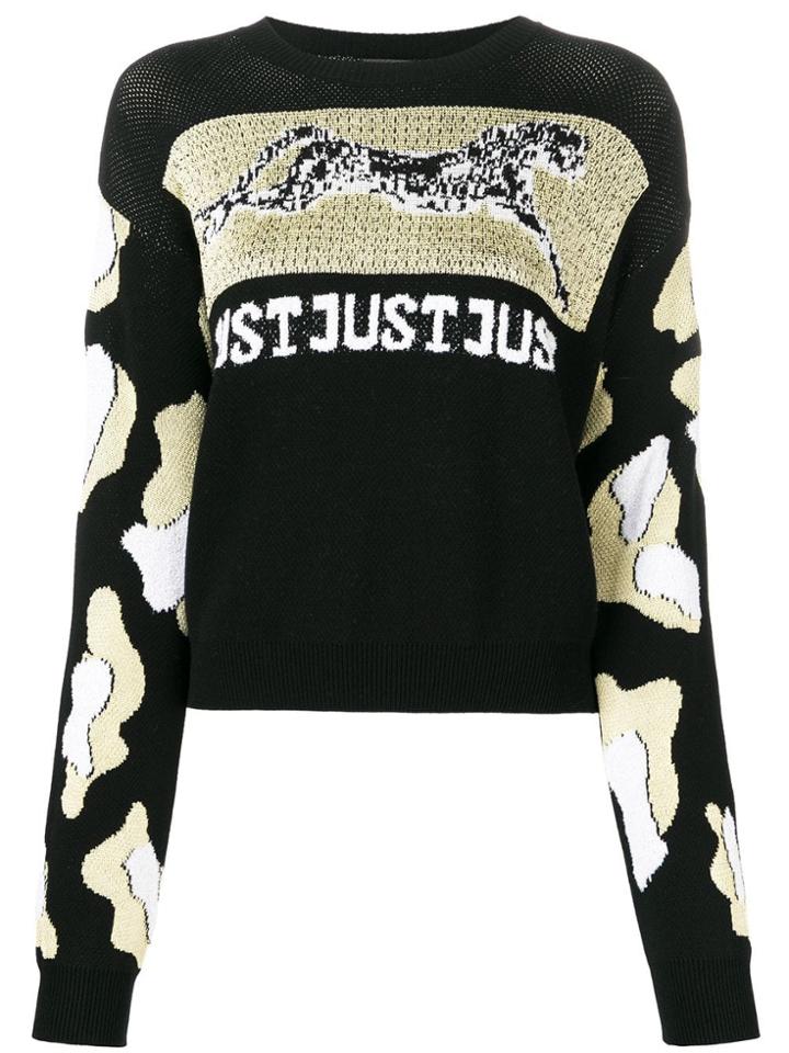 Just Cavalli Colour-block Embroidered Sweater - Black