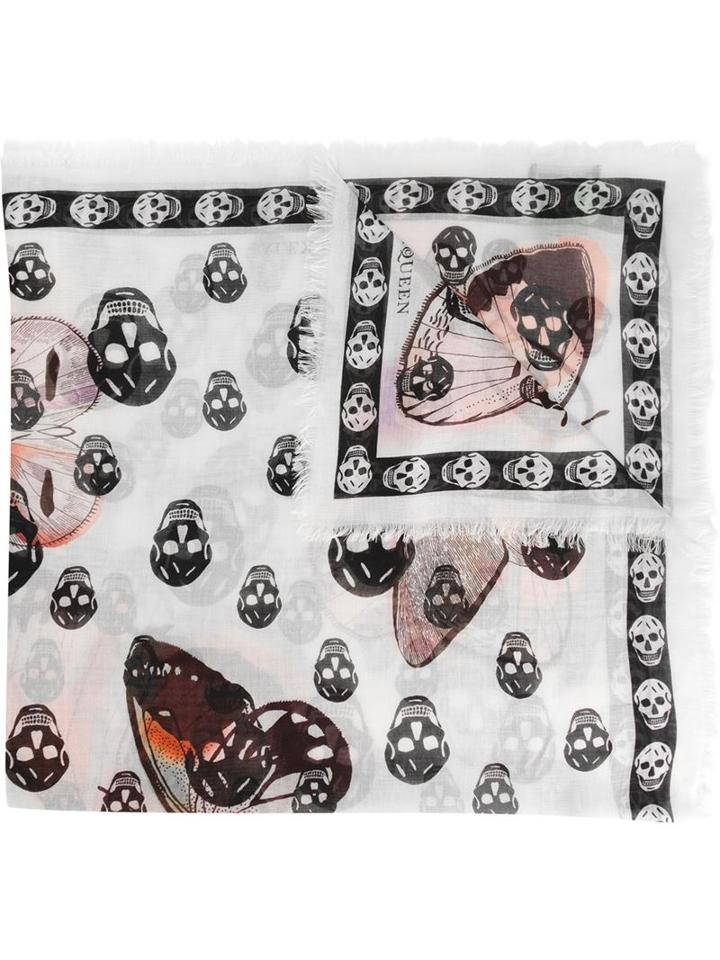 Alexander Mcqueen Skull And Butterfly Print Scarf