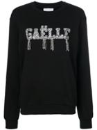 Gaelle Bonheur Embellished Slogan Sweatshirt - Black