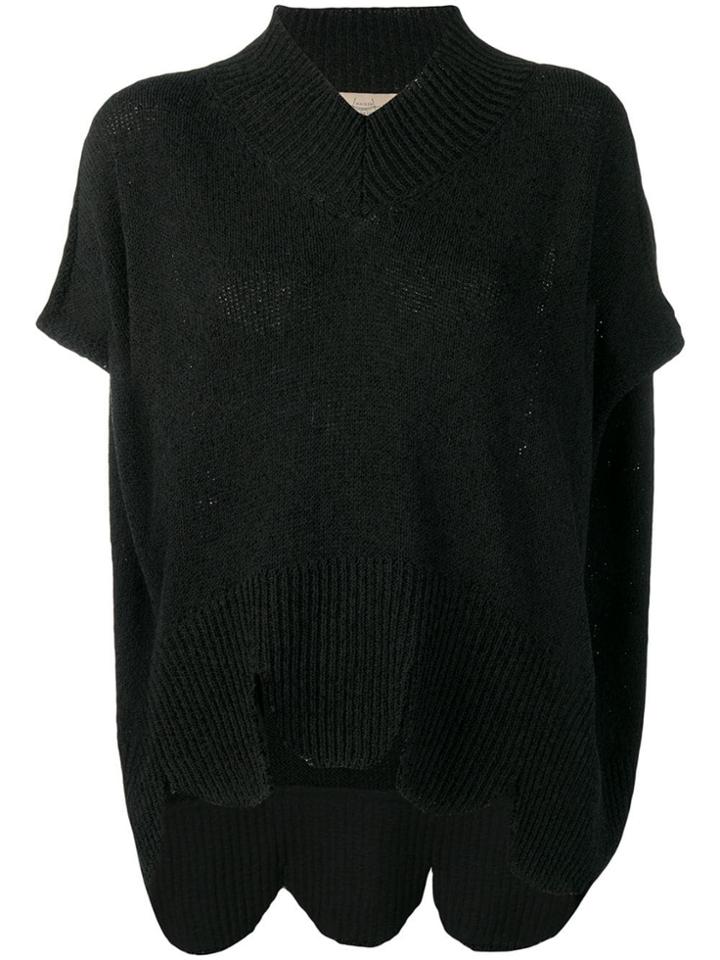 Maison Flaneur Scalloped Hem Knit Top - Black