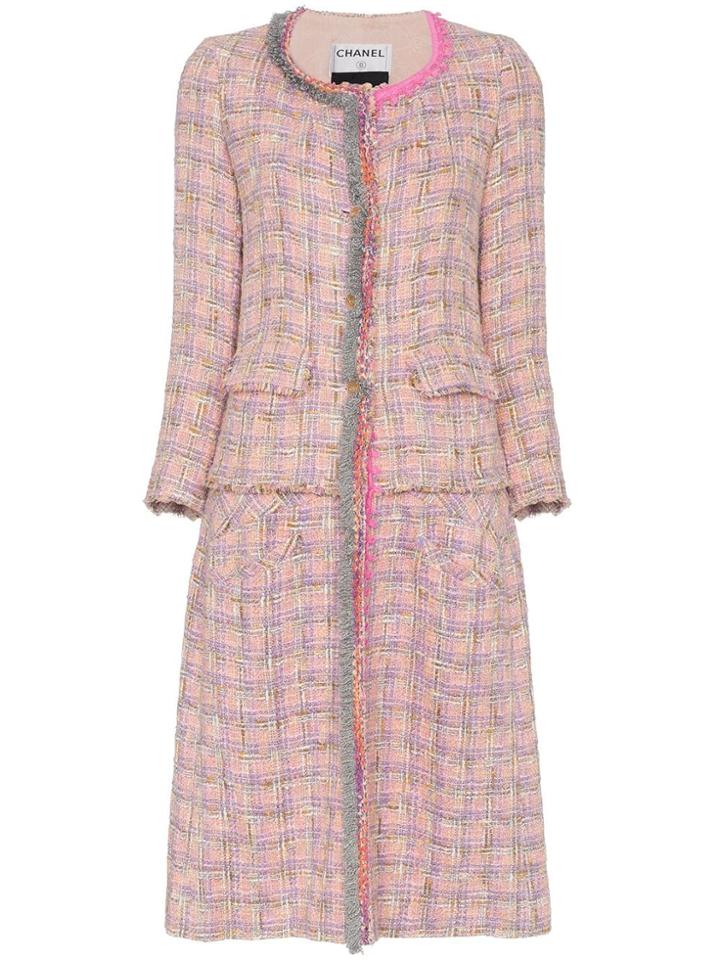 Tiger In The Rain Repurposed Chanel Tweed Midi Coat - Pink & Purple