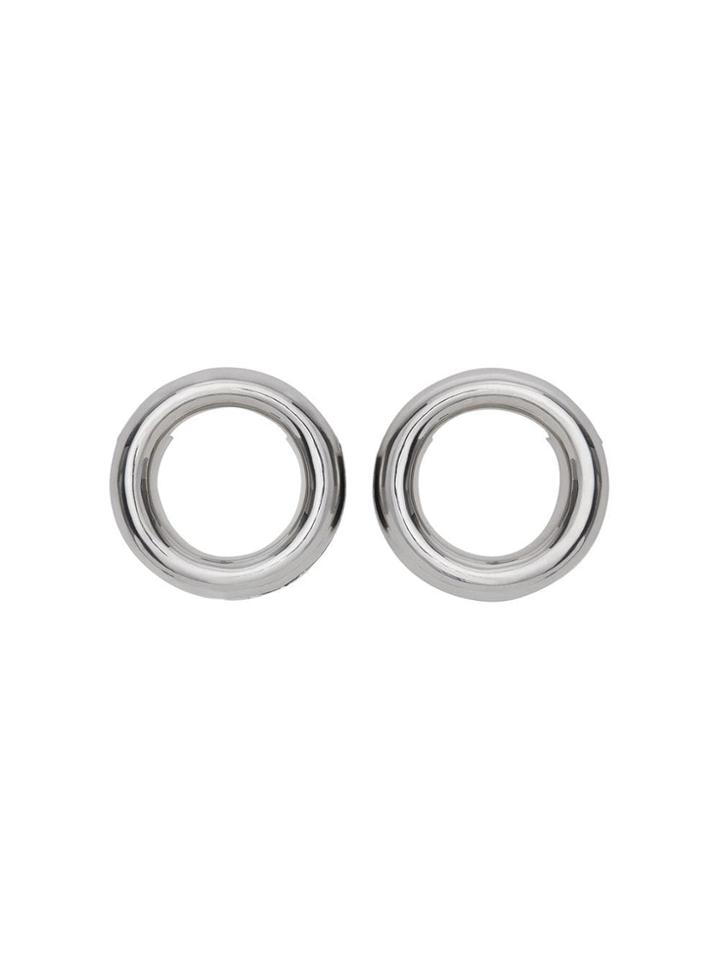 Burberry Leather Detail Grommet Earrings - Silver