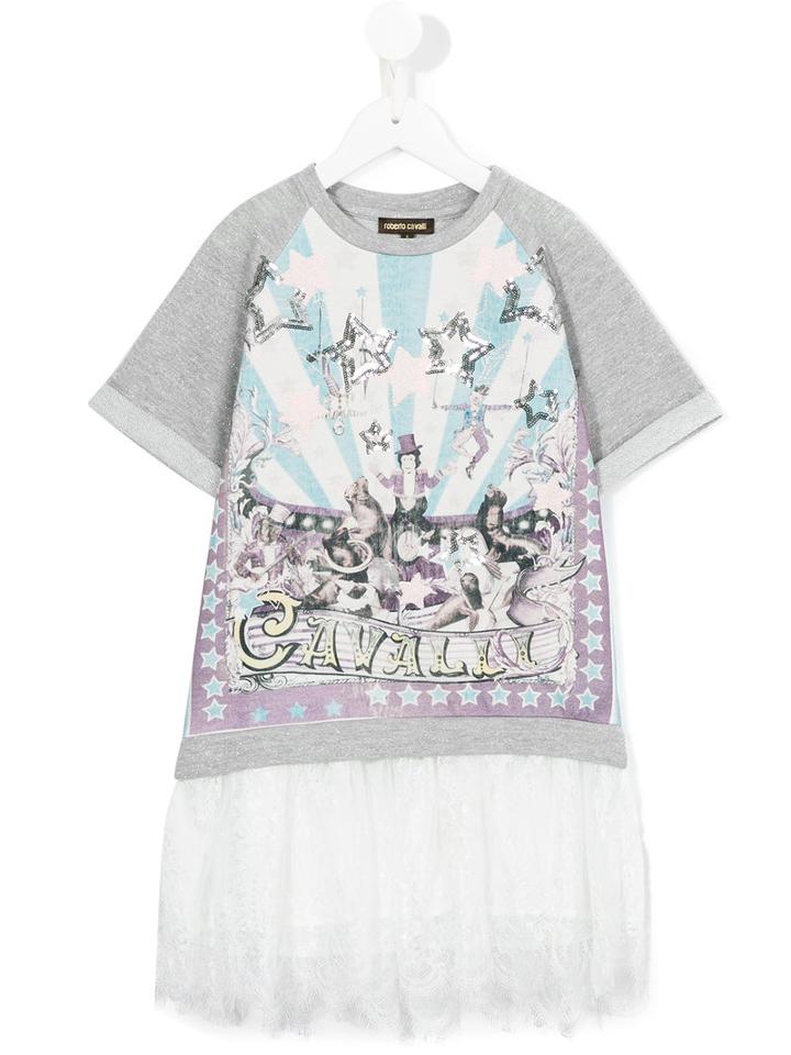 Roberto Cavalli Kids Circus Print Sweatshirt Dress, Girl's, Size: 8 Yrs, Grey