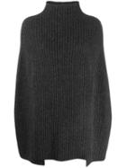 Pringle Of Scotland Ribbed Knit Poncho-sweater - Grey