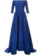 Carolina Herrera - Off The Shoulder Solid Faille Gown - Women - Silk - 2, Blue, Silk