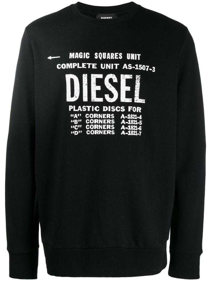 Diesel Script Print Jumper - Black