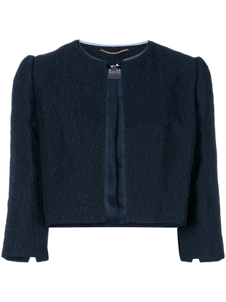 Max Mara Fucino Jacquard Crop Jacket - Blue