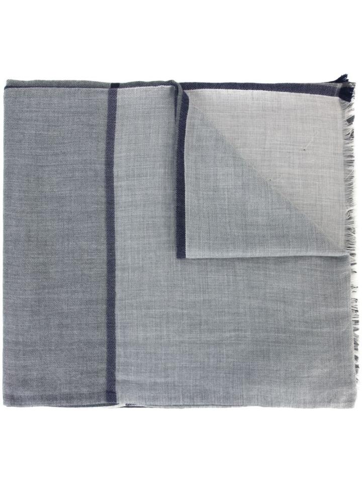 Brunello Cucinelli Frayed Edge Scarf, Men's, Grey, Silk/cashmere