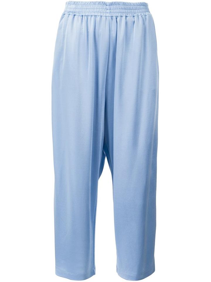 Maison Margiela Contrast Side Stripe Trousers, Women's, Size: 44, Blue, Viscose/polyamide/silk